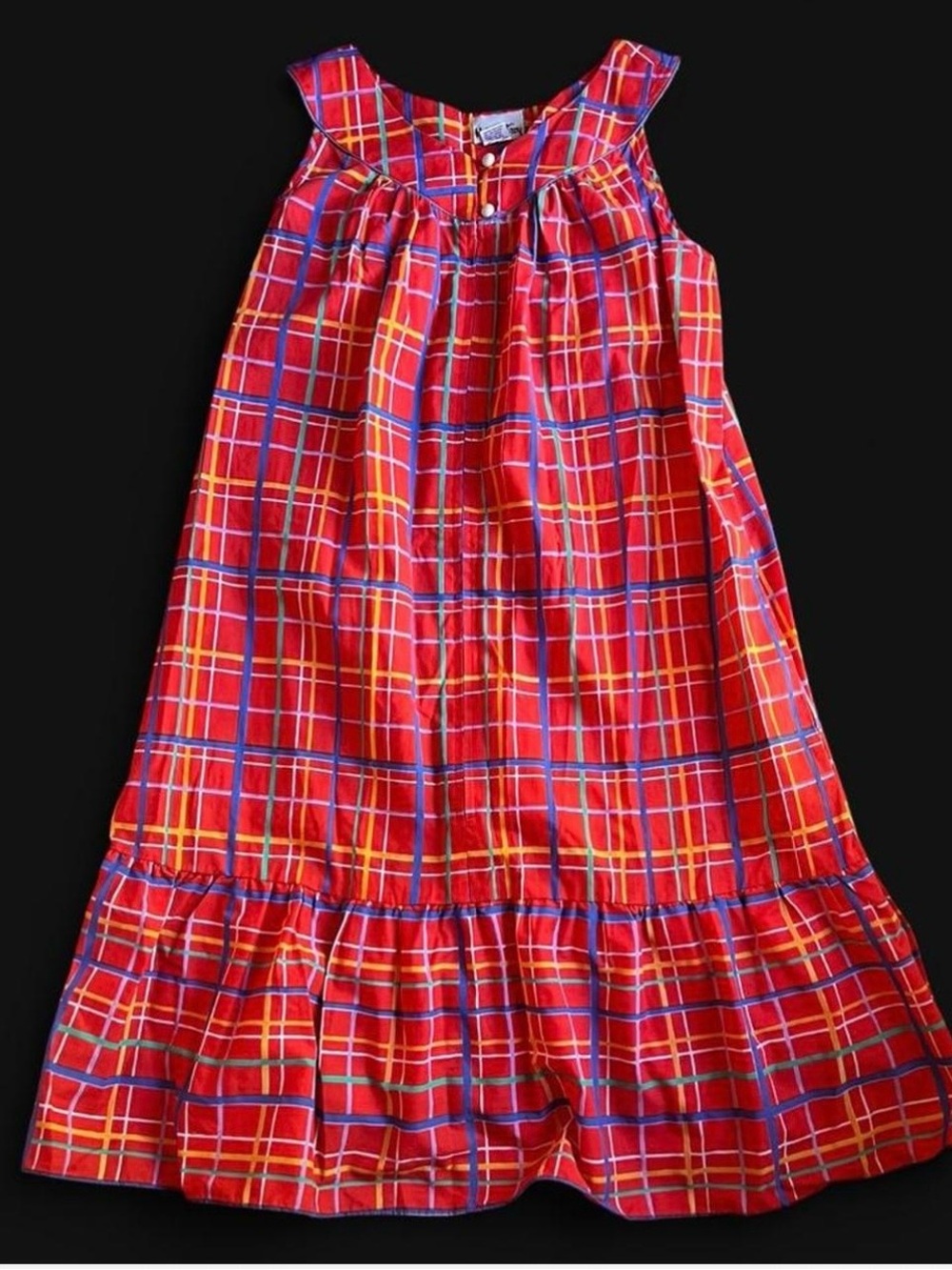 90s Retro Helen Of Troy Plaid Button Zip MIDI Dress Size L